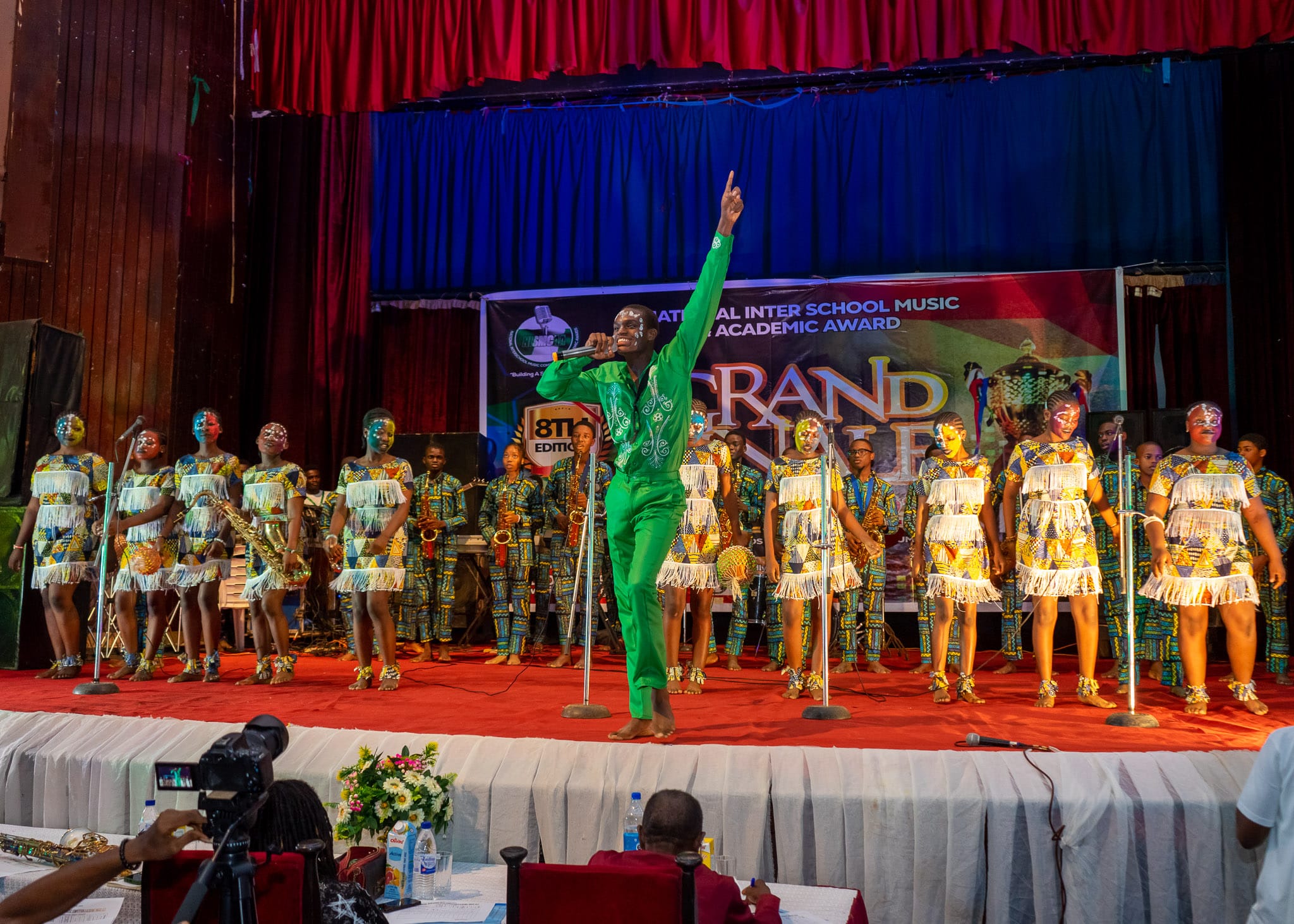 A school ensemble takes the stage